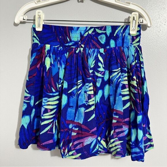 Aeropostale Mini Skirt Cotton Blue Tropical Hawaiian size M - Picture 1 of 7